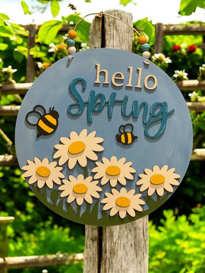 Hello Spring Bee Sign