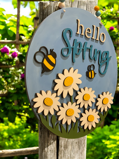 Hello Spring Bee Sign