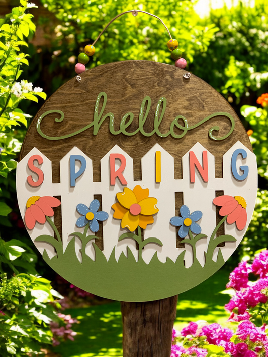 Hello Spring 3D Fence Sign