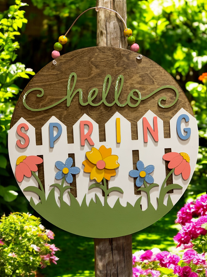 Hello Spring 3D Fence Sign