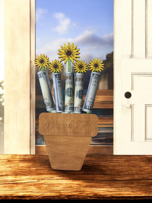 Thank You Flower Pot Money Holder