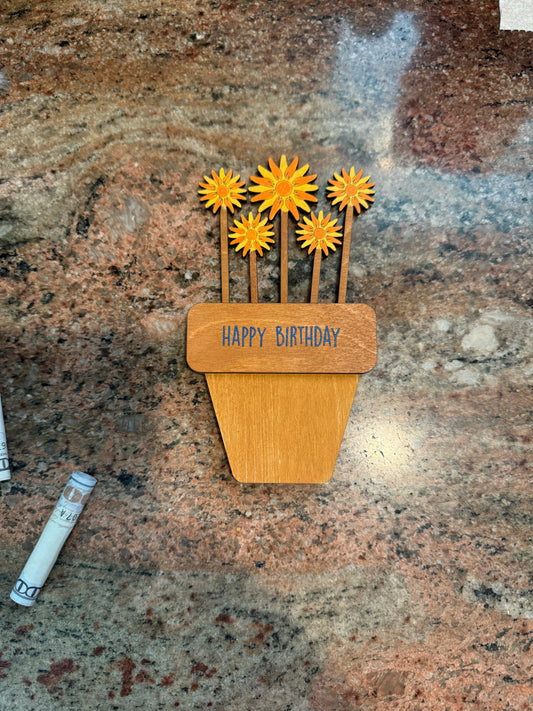 Happy Birthday Flower Pot Money Holder