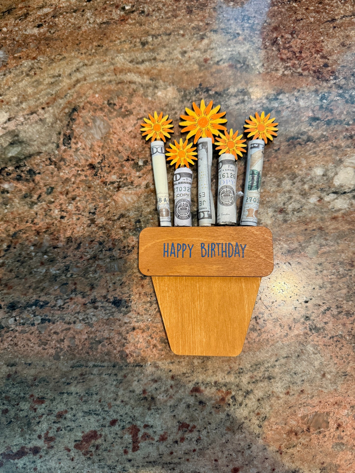Happy Birthday Flower Pot Money Holder