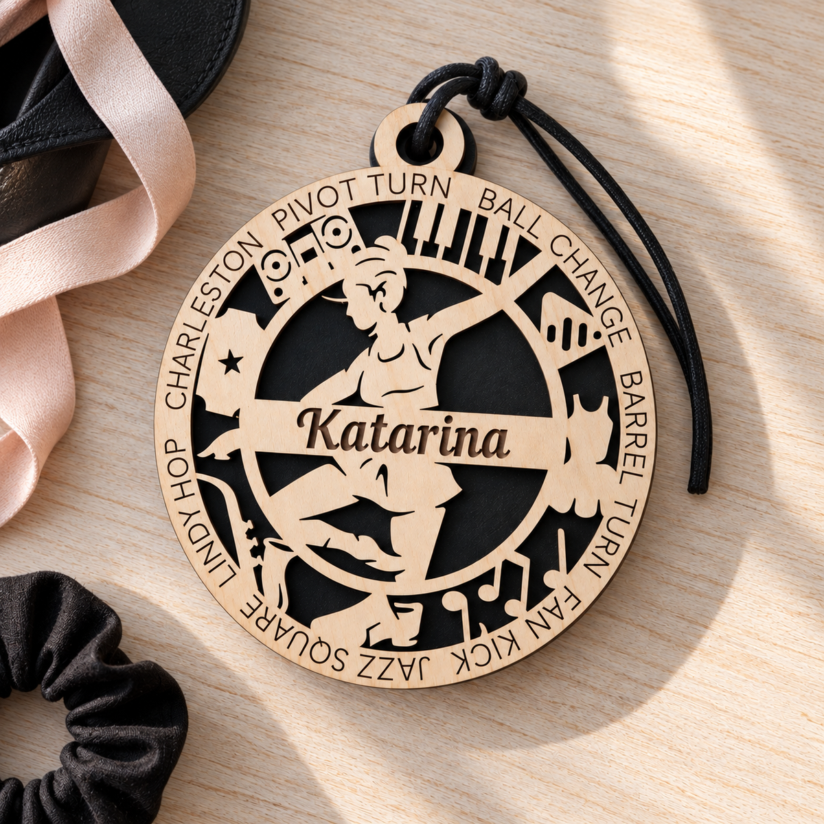 Jazz Dance Medallion Gift Card Holder | Personalized Wood Jazz Medal | Handcrafted