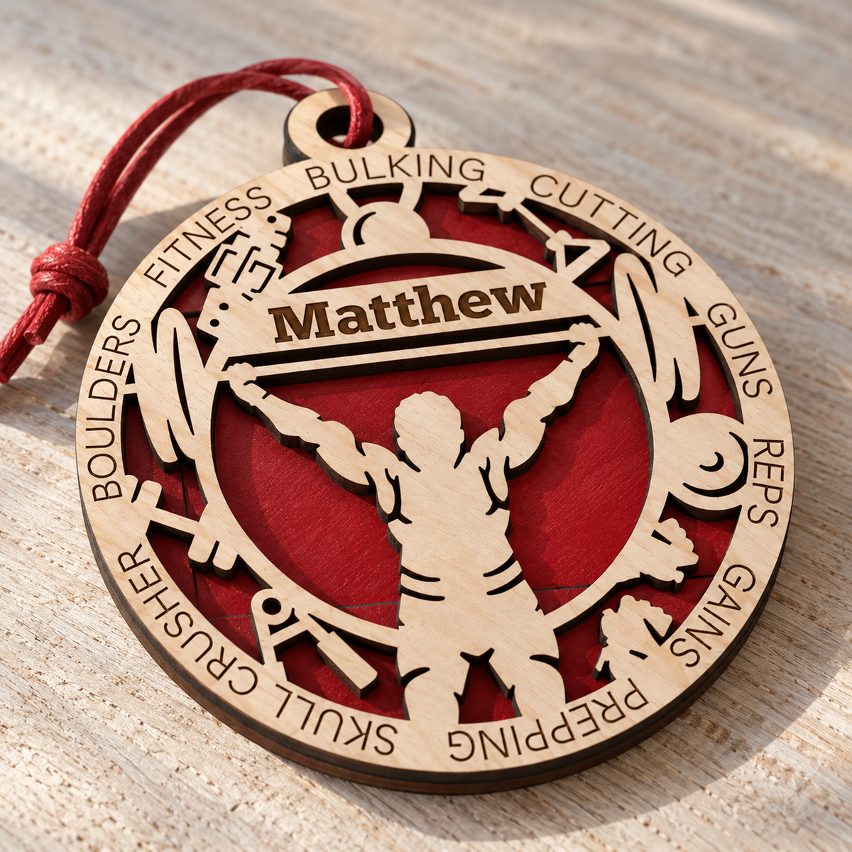 Weightlifting Gift Card Holder | Personalized Wood Weightlifting Medallion | Handcrafted
