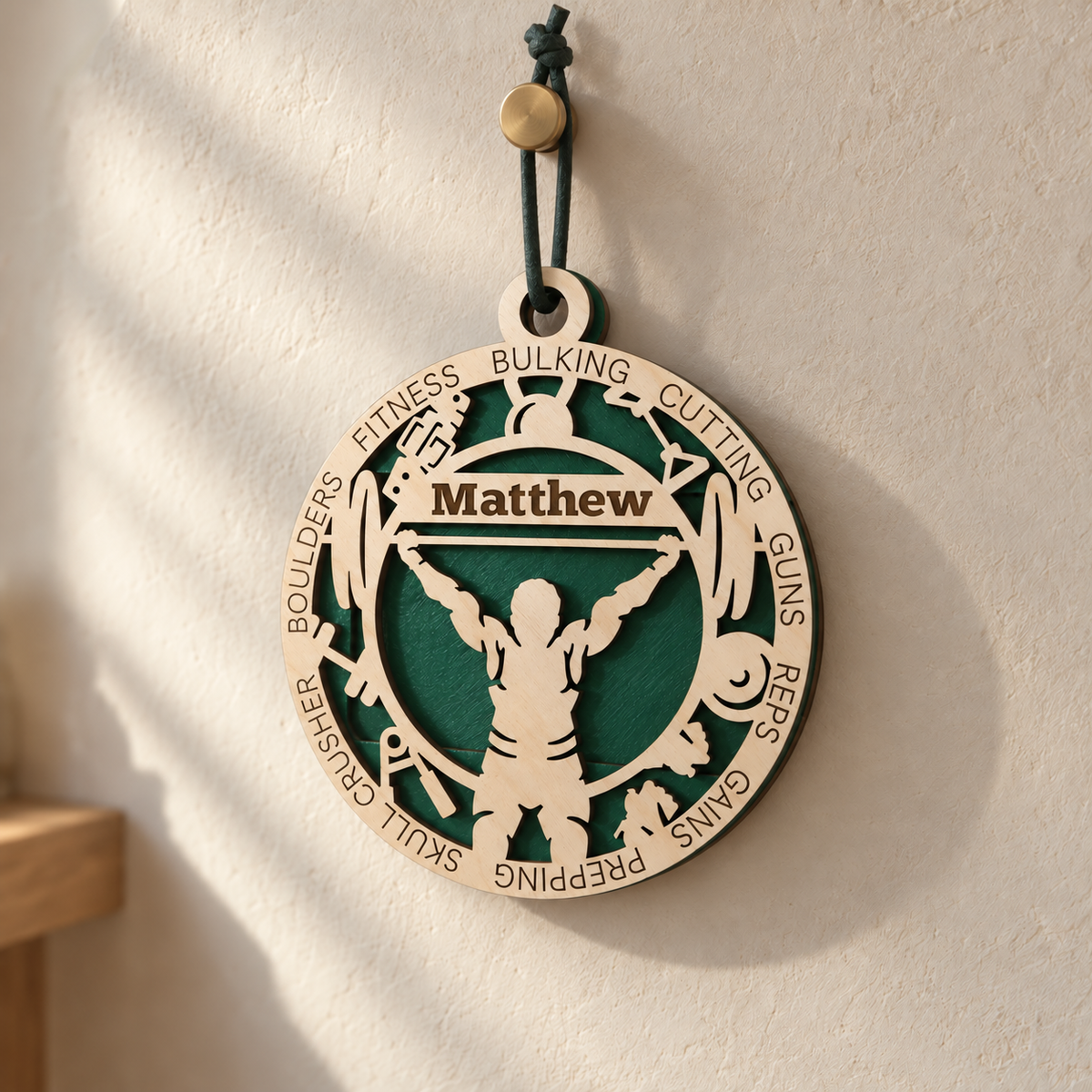 Weightlifting Gift Card Holder | Personalized Wood Weightlifting Medallion | Handcrafted