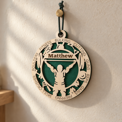 Weightlifting Gift Card Holder | Personalized Wood Weightlifting Medallion | Handcrafted