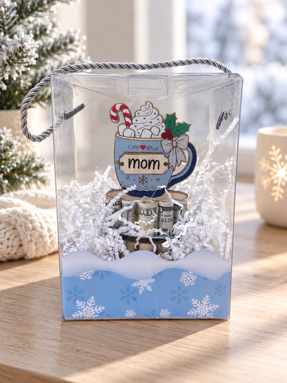 Personalized Hot Cocoa Money Tree | Christmas Cash Gift for Mom | Handmade Wood