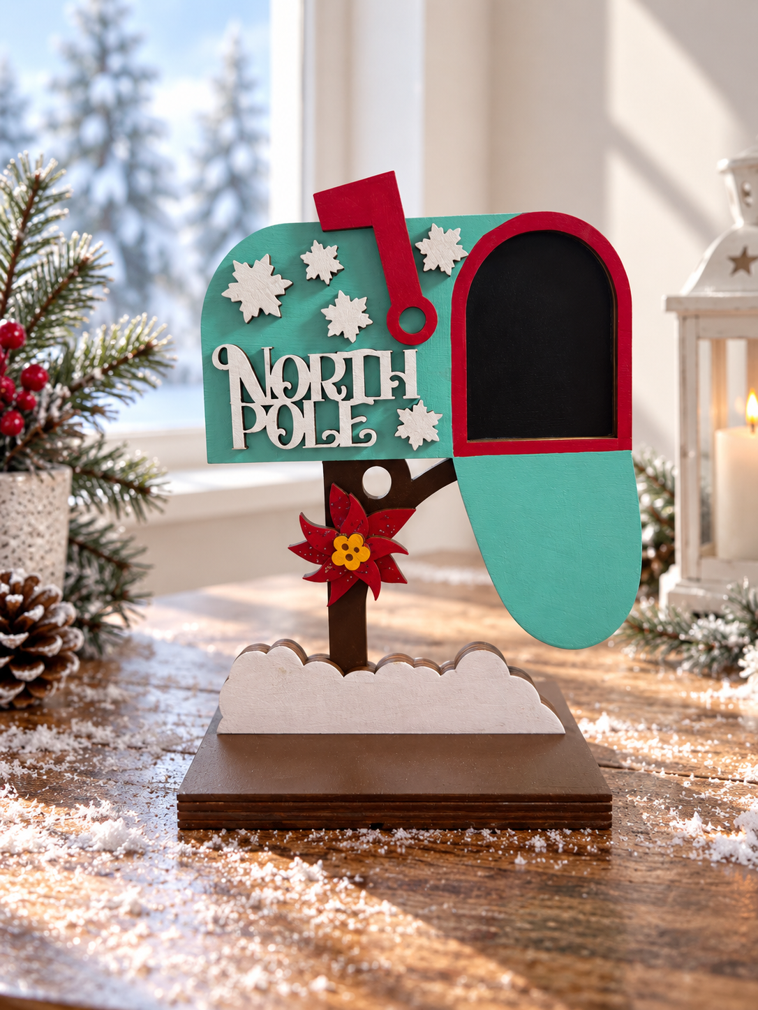 North Pole Mailbox Gift Card Holder | Wood Christmas Mailbox | Handcrafted