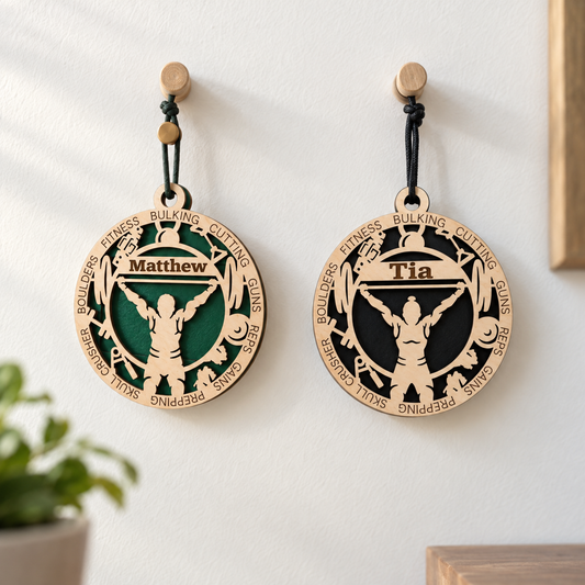 Weightlifting Gift Card Holder | Personalized Wood Weightlifting Medallion | Handcrafted