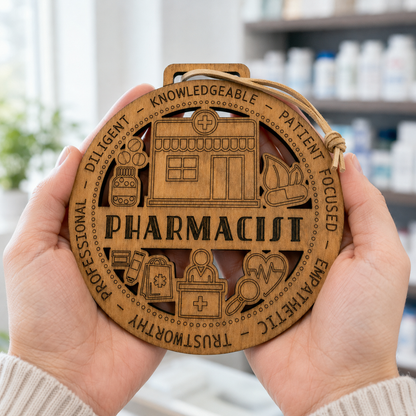 Pharmacist Gift Card Holder | Pharmacy Appreciation Gift | Handmade Wood