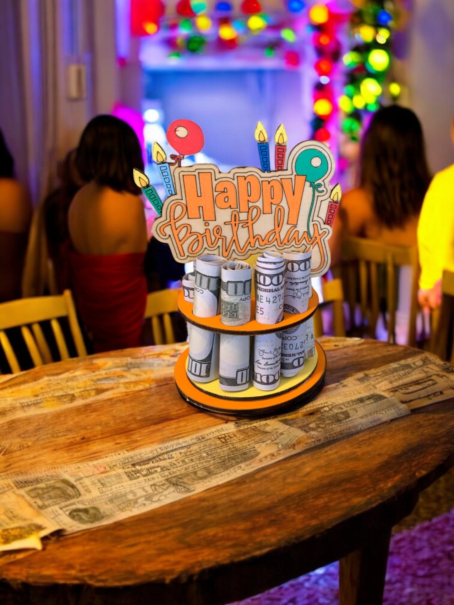 Happy Birthday Money Holder – Handmade 3D Wooden Cash Gift Display for Unique Celebrations