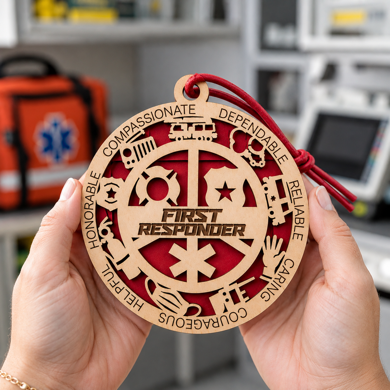 Personalized First Responder Gift Card Holder | Thank You Gift | Handmade Wood