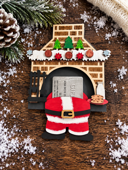 Santa Stuck in Chimney Gift Card Holder | Wood Santa Chimney | Handcrafted Christmas