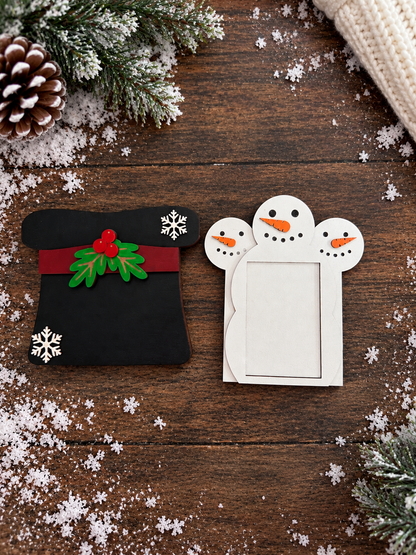 Snowman Top Hat Gift Card Holder | Wood Snowman Hat with Hidden Gift Card | Handcrafted Christmas
