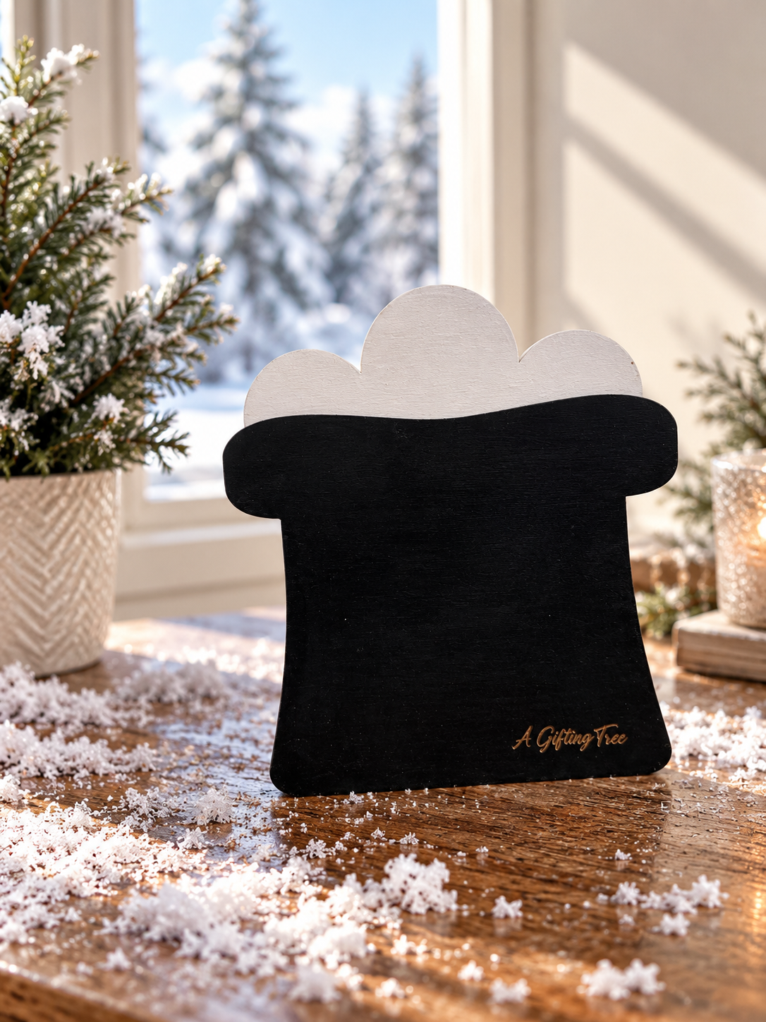 Snowman Top Hat Gift Card Holder | Wood Snowman Hat with Hidden Gift Card | Handcrafted Christmas