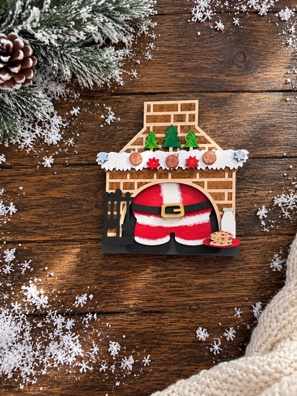Santa Stuck in Chimney Gift Card Holder | Wood Santa Chimney | Handcrafted Christmas