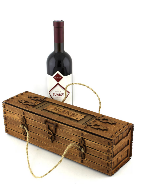 Chest-Inspired Designed Wooden Wine Bottle Gift Box