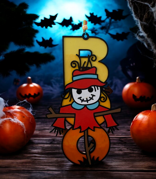 Handmade Wooden Halloween Boo Sign – Scarecrow Design – Fall Porch or Wall Décor