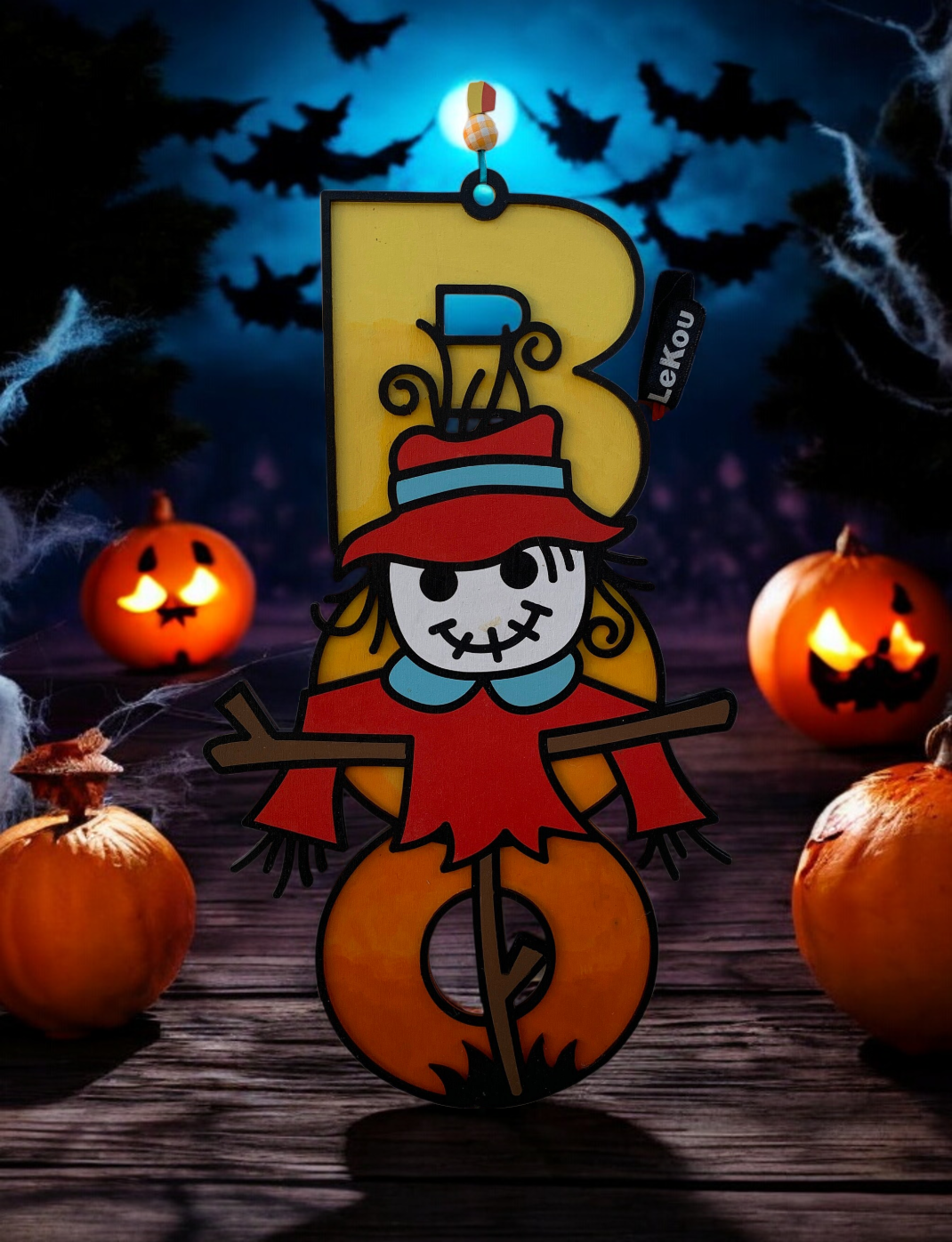 Handmade Wooden Halloween Boo Sign – Scarecrow Design – Fall Porch or Wall Décor