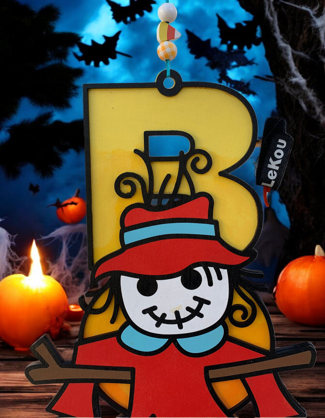 Handmade Wooden Halloween Boo Sign – Scarecrow Design – Fall Porch or Wall Décor