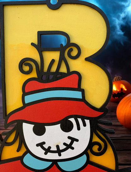 Handmade Wooden Halloween Boo Sign – Scarecrow Design – Fall Porch or Wall Décor