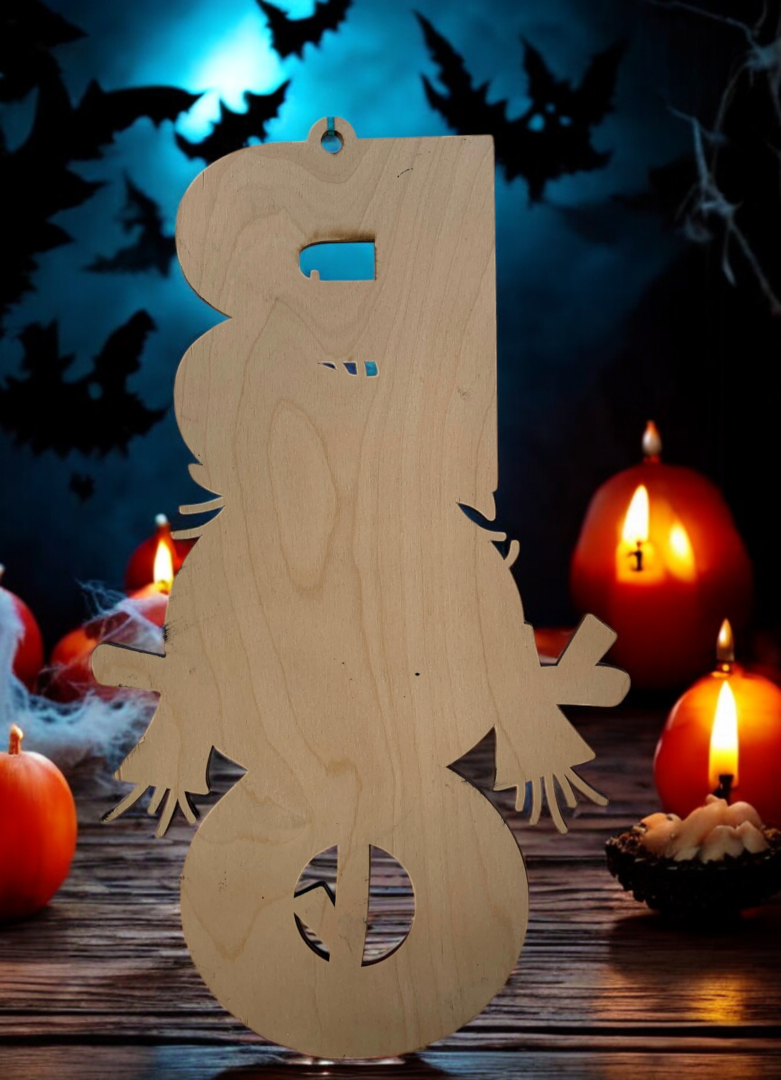Handmade Wooden Halloween Boo Sign – Scarecrow Design – Fall Porch or Wall Décor