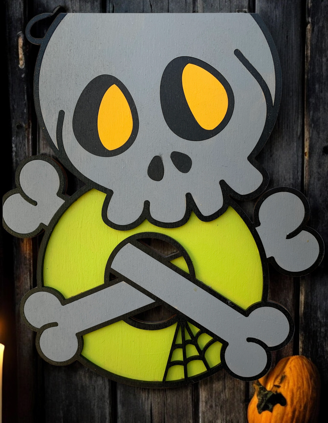 Handmade Wooden Halloween Boo Sign – Skull & Crossbones – Spooky Door or Wall Décor