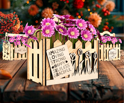 Wooden Mother's Day Gift Basket – Handcrafted Keepsake Box for Mom