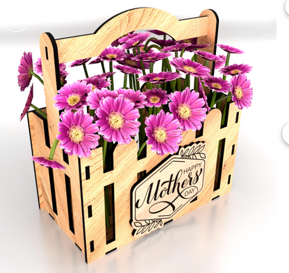 Wooden Mother's Day Gift Basket – Handcrafted Keepsake Box for Mom