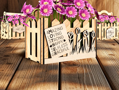 Wooden Mother's Day Gift Basket – Handcrafted Keepsake Box for Mom