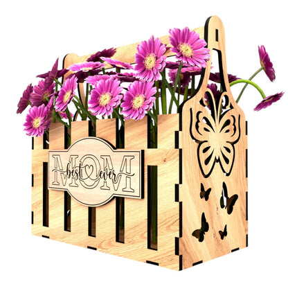 Wooden Mother's Day Gift Basket – Handcrafted Keepsake Box for Mom