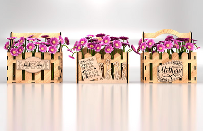 Wooden Mother's Day Gift Basket – Handcrafted Keepsake Box for Mom