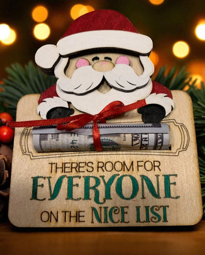 Funny Santa Christmas Money Holder – Handcrafted Wooden Cash Gift Idea for Teens, Adults, or Stocking Stuffers