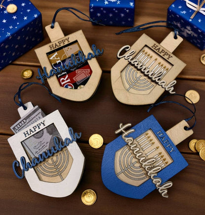 Wood Dreidel Gift Card Holder for Hanukkah – Handmade Jewish Holiday Gift