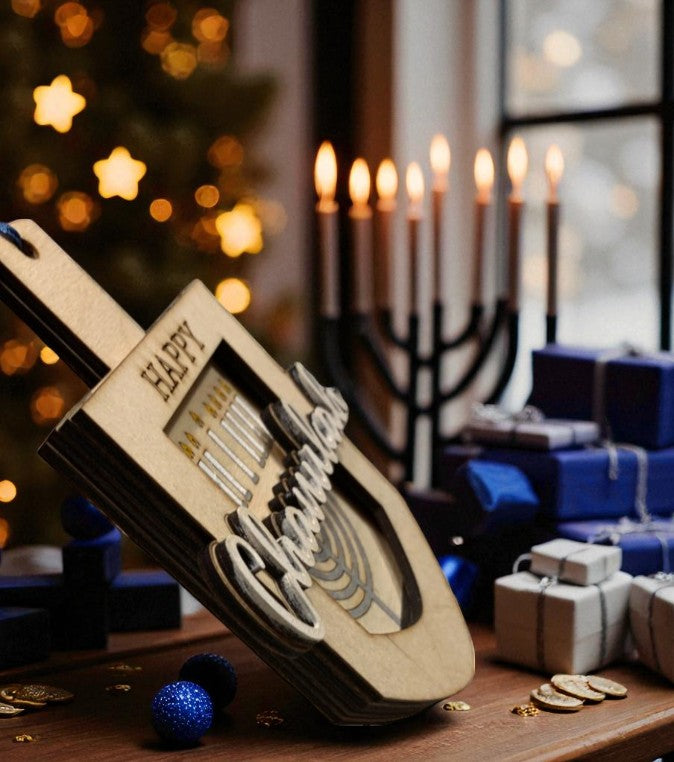 Wood Dreidel Gift Card Holder for Hanukkah – Handmade Jewish Holiday Gift