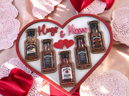 Valentine Mini Bottle Holder – Wooden Heart Liquor Display