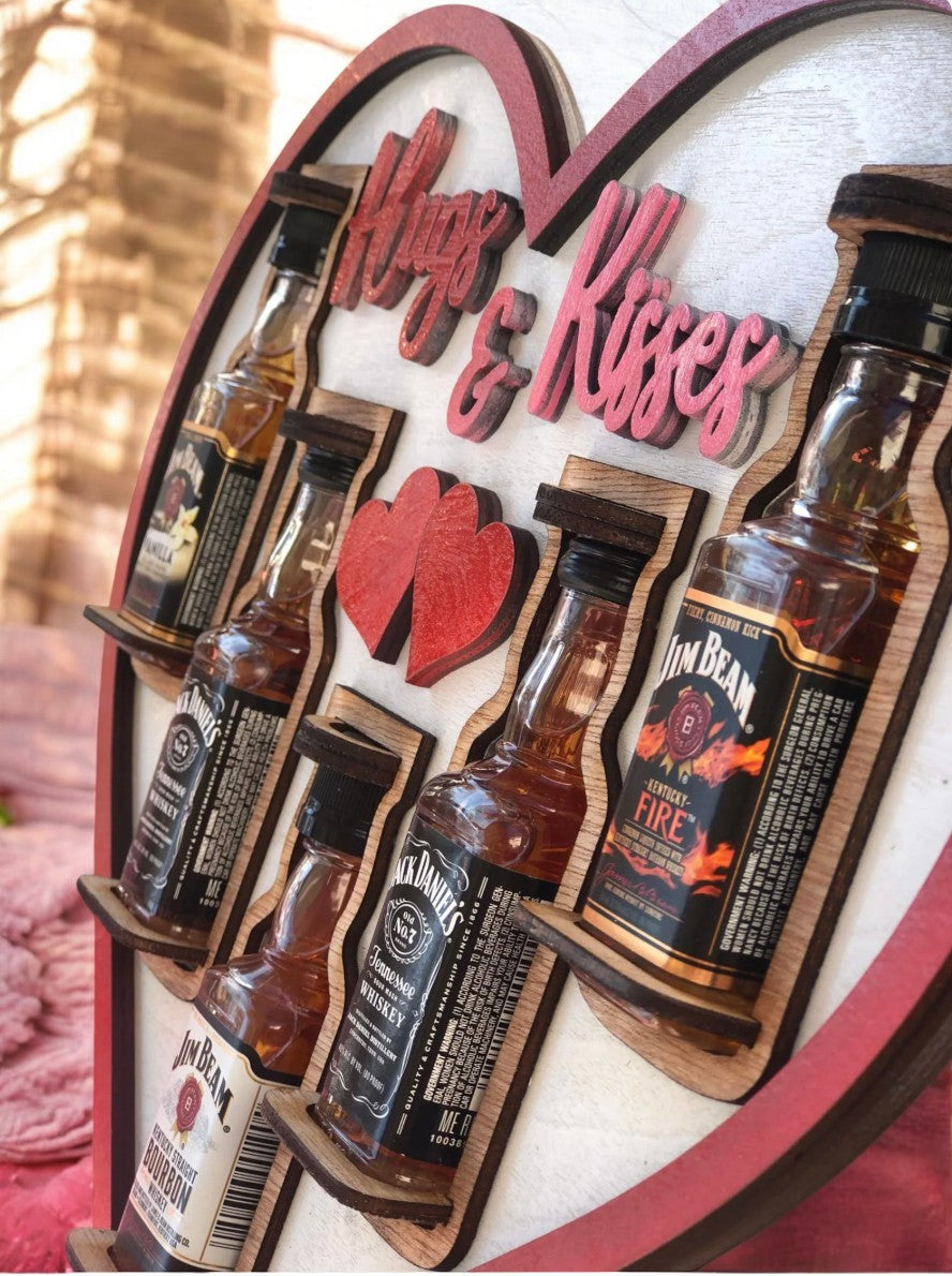 Valentine Mini Bottle Holder – Wooden Heart Liquor Display