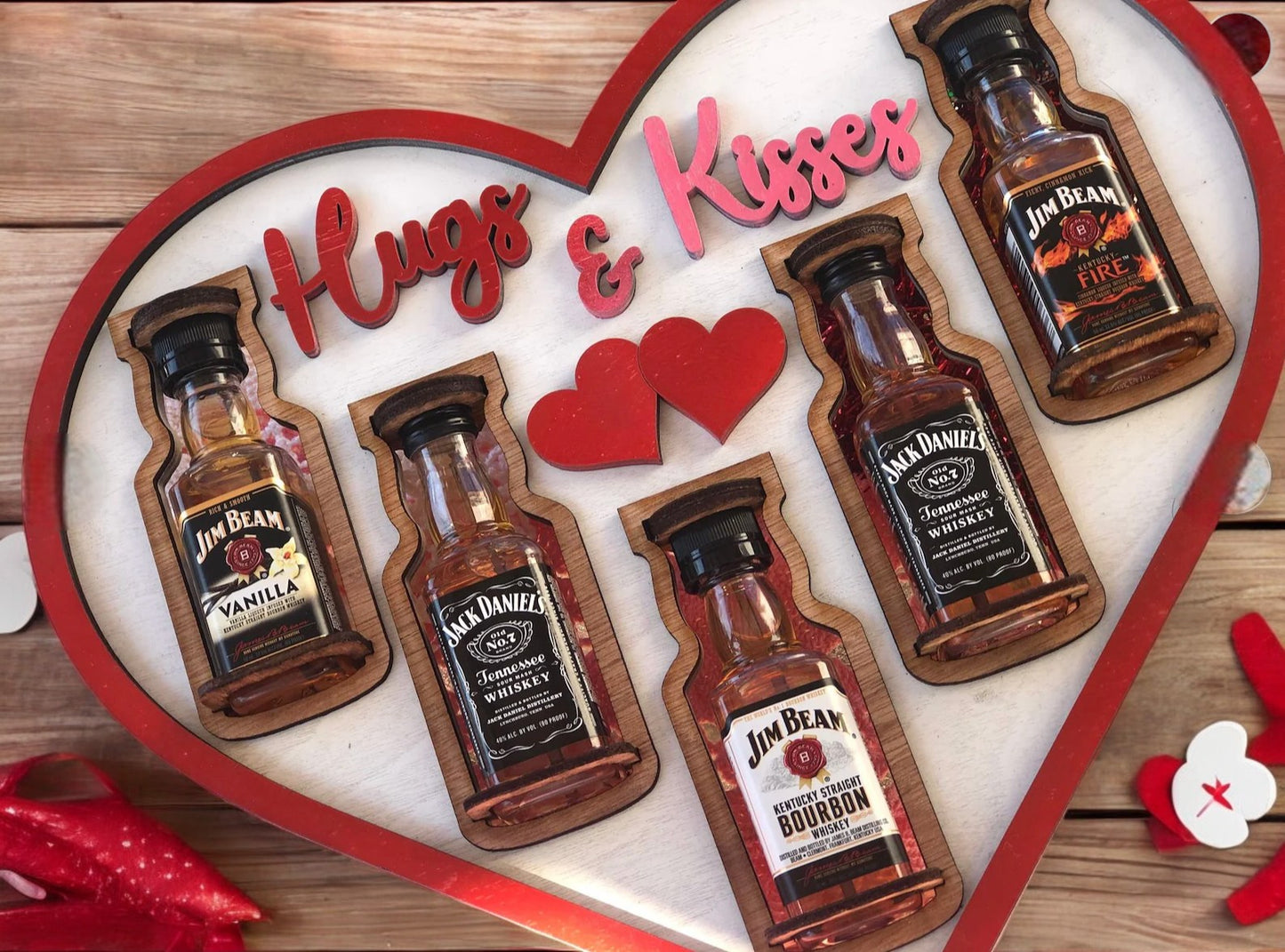 Valentine Mini Bottle Holder – Wooden Heart Liquor Display