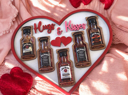 Valentine Mini Bottle Holder – Wooden Heart Liquor Display