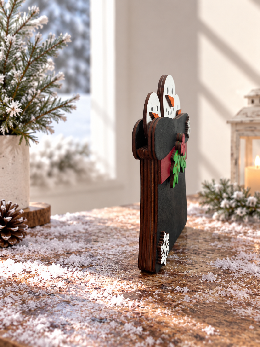Snowman Top Hat Gift Card Holder | Wood Snowman Hat with Hidden Gift Card | Handcrafted Christmas