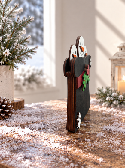 Snowman Top Hat Gift Card Holder | Wood Snowman Hat with Hidden Gift Card | Handcrafted Christmas