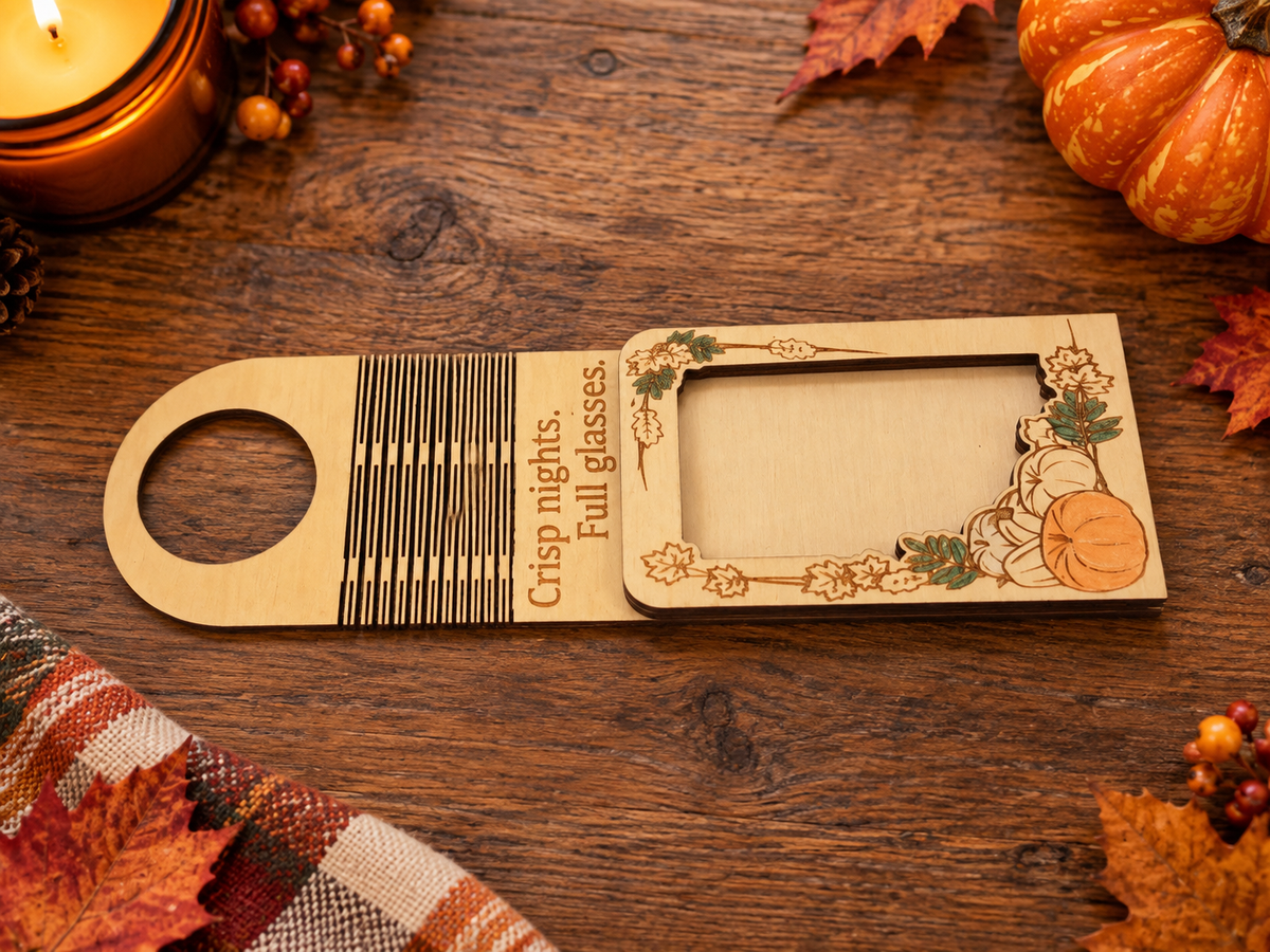 Thanksgiving Wine Bottle Tag Gift Card Holder | Hostess Gift | Handmade Wood