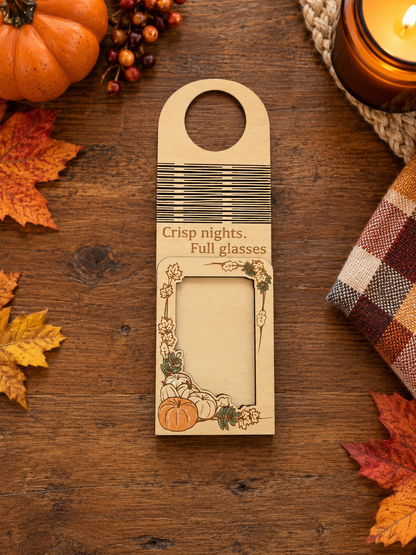Thanksgiving Wine Bottle Tag Gift Card Holder | Hostess Gift | Handmade Wood