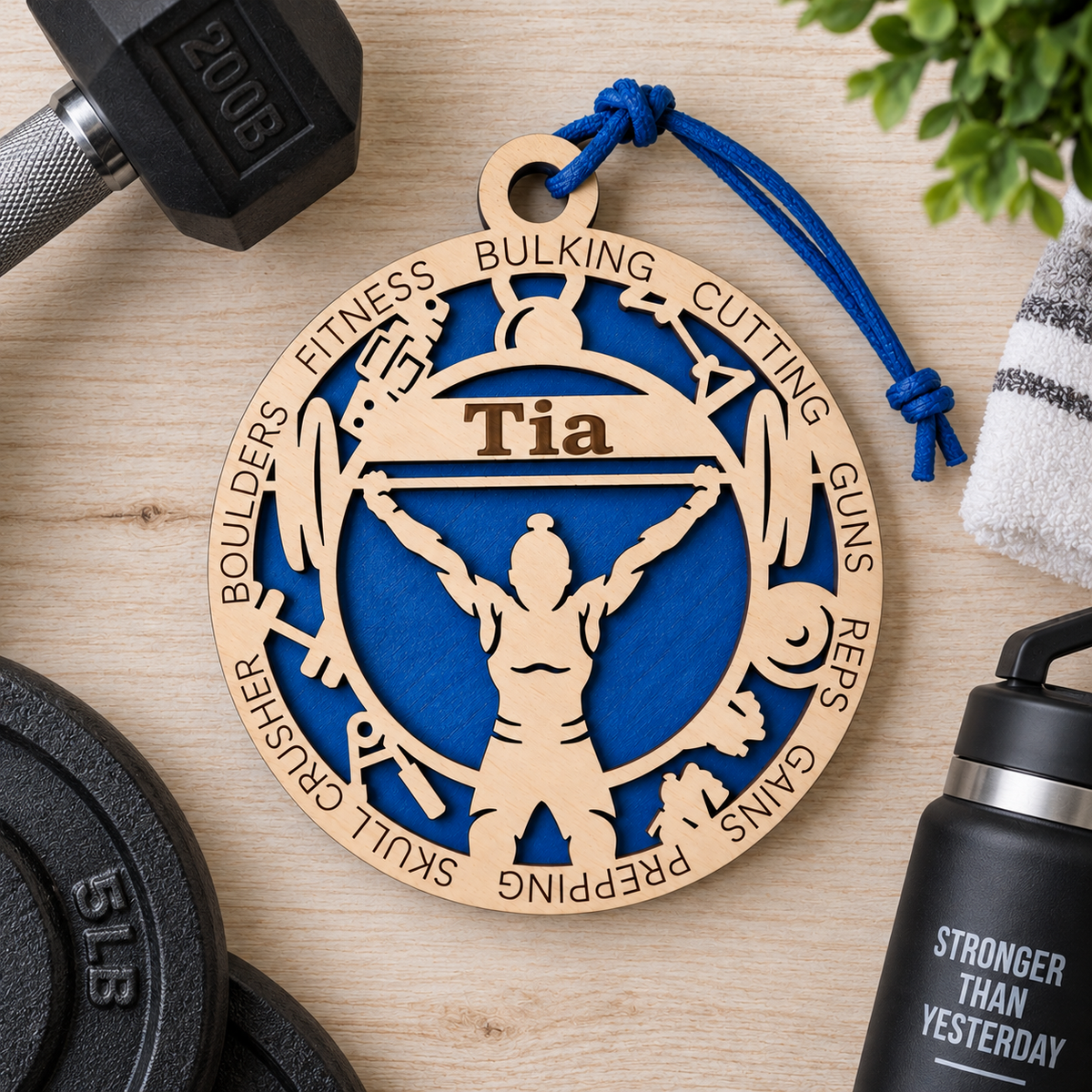 Weightlifting Gift Card Holder | Personalized Wood Weightlifting Medallion | Handcrafted