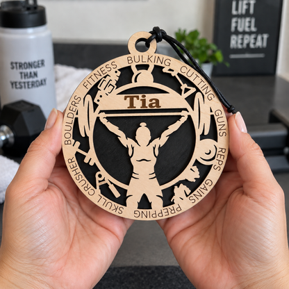 Weightlifting Gift Card Holder | Personalized Wood Weightlifting Medallion | Handcrafted