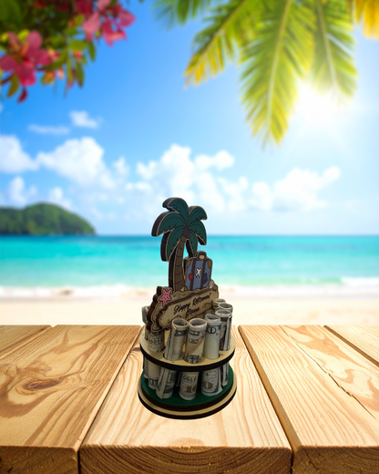 Palm Tree Money Tree | Retirement Travel Gift | Personalized | Handmade Wood