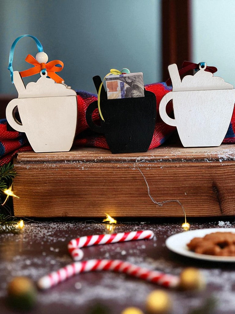 Winter Mug Gift Card Holders – Snowman & Penguin Christmas Ornaments