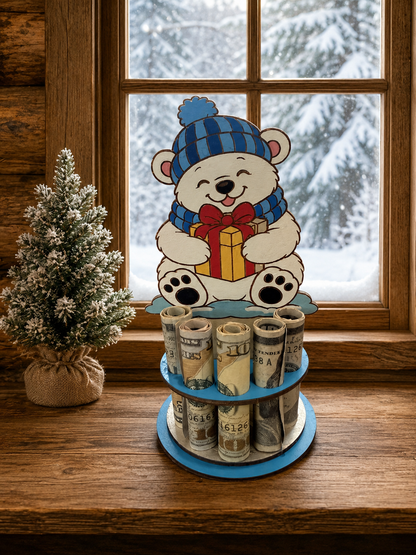 Winter Money Tree | Snowman Penguin Polar Bear | Cash Gift | Handmade Wood