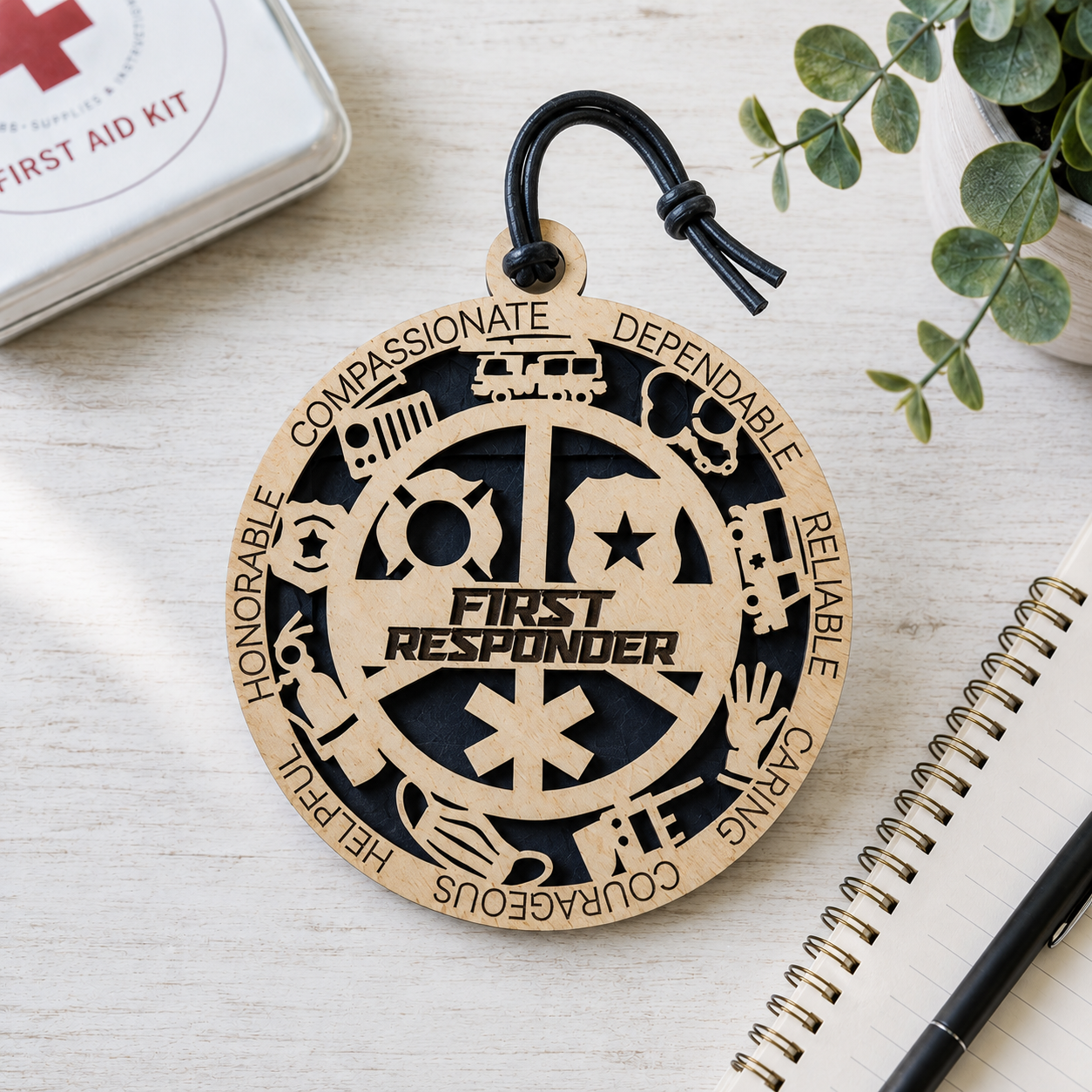 Personalized First Responder Gift Card Holder | Thank You Gift | Handmade Wood